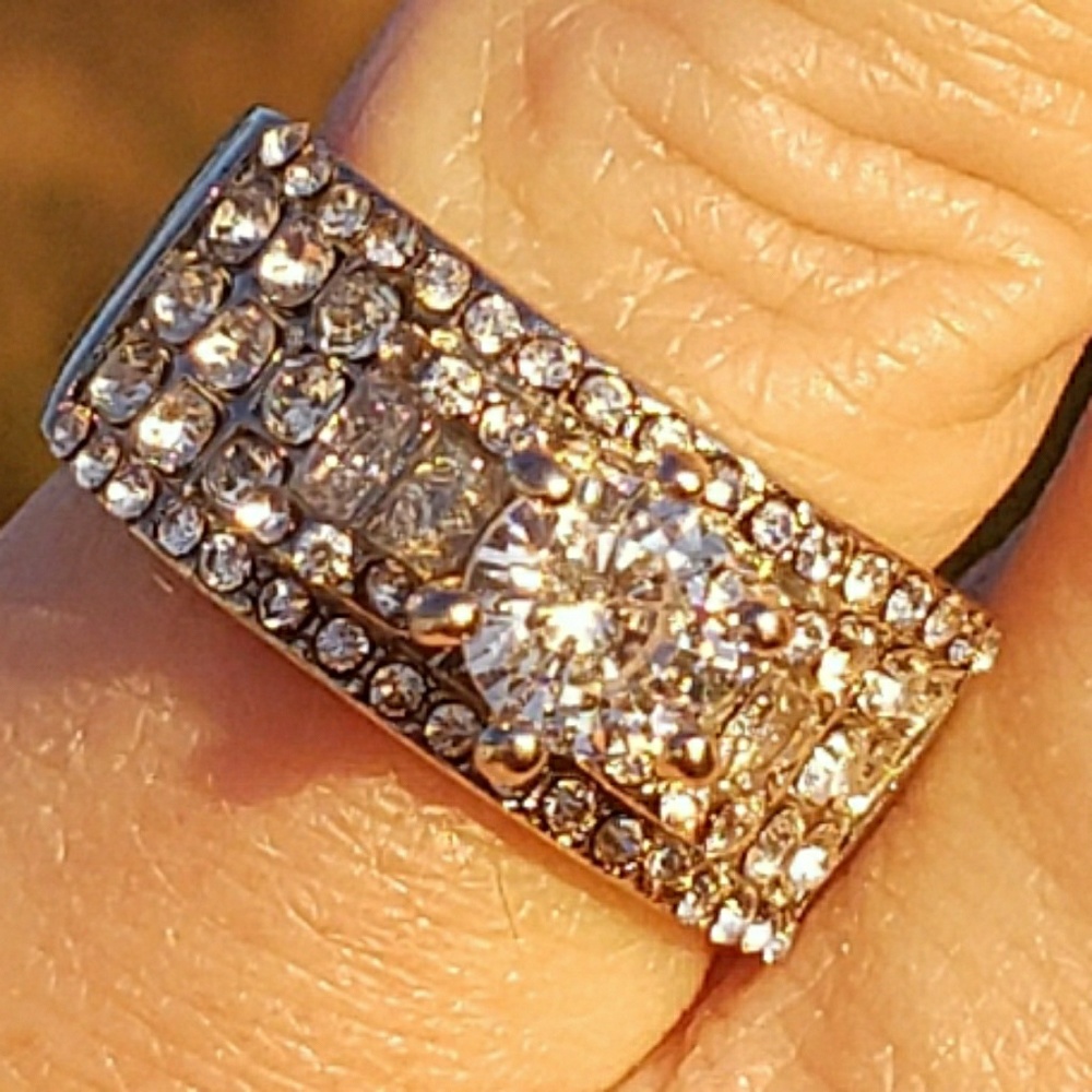 Natural white Zircon Engagement ring NOT CUBIC ZIR
